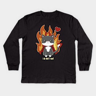 Devil Cat Kids Long Sleeve T-Shirt